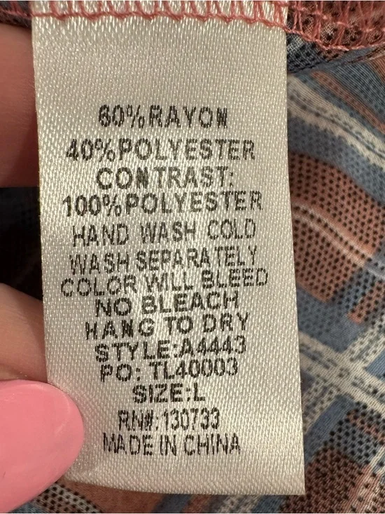 Umgee Blue Knit Top with Brown Plaid Ruffle Details - Picture 7 of 10